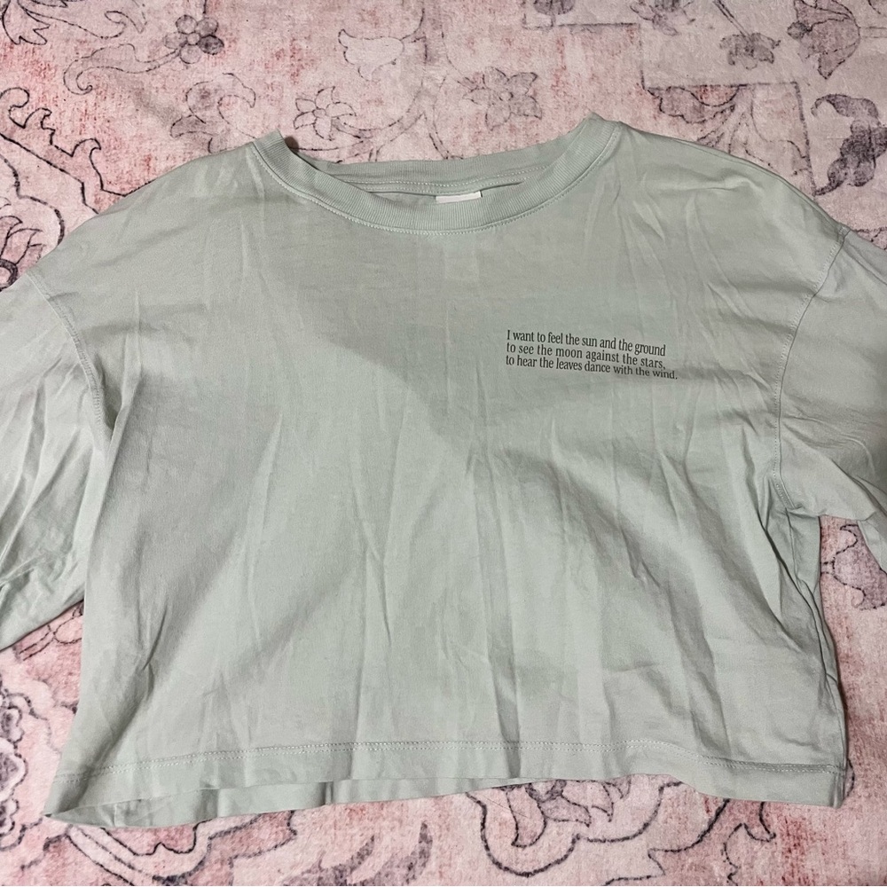 H&M Green Boxy Crop T-Shirt Short Sleeve